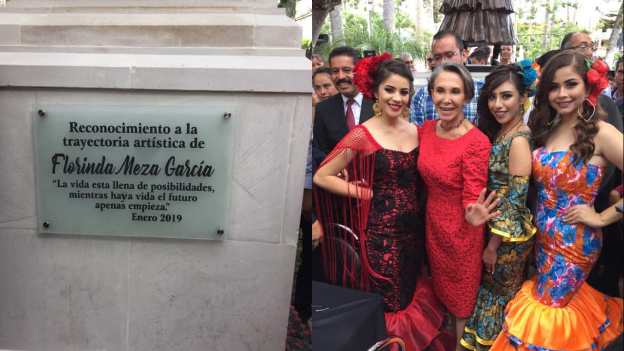 Así se dejó ver Florinda Meza cuando se develó su estatua en Zacatecas.