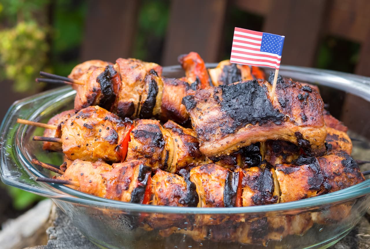 <b>El menú de la independencia</b>
<br>
<br>
<b>Gasto en comida el cuatro de julio de 2020:</b>
<br>
<br>Carne de res: 727 millones de dólares.
<br>
<br>Pollo: 273 millones de dólares.
<br>
<br>Cerdo: 195 millones de dólares.
<br>
<br>Lechuga: 169 millones de dólares.
<br>
<br>Salchichas: 161 millones de dólares.
<br>
<br>Tocino: 129 millones de dólares.
<br>
<br>Tomates: 95 millones de dólares.
<br>
<br>Pavo: 40 millones de dólares.
<br>
<br>Cordero: 10 millones de dólares.
<br>