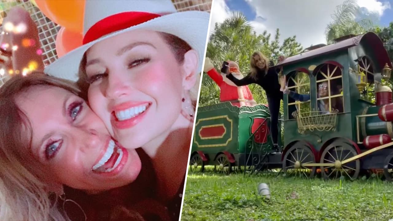 Thalía dio un tour en la "villa navideña" de Lili Estefan y exhibió a su admirador secreto