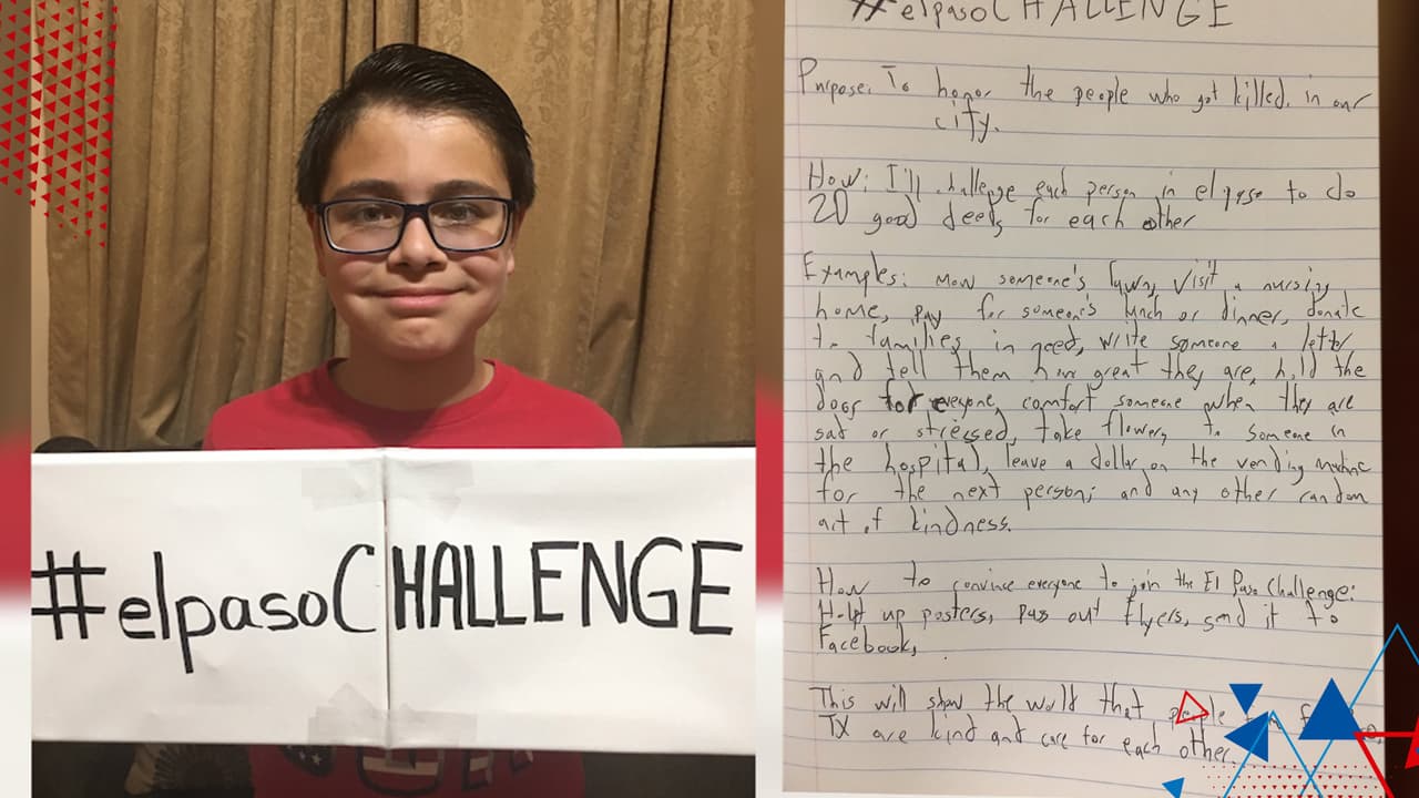 Niño crea #ElPasoChallenge para rendir honor a las víctimas de los ataques terroristas