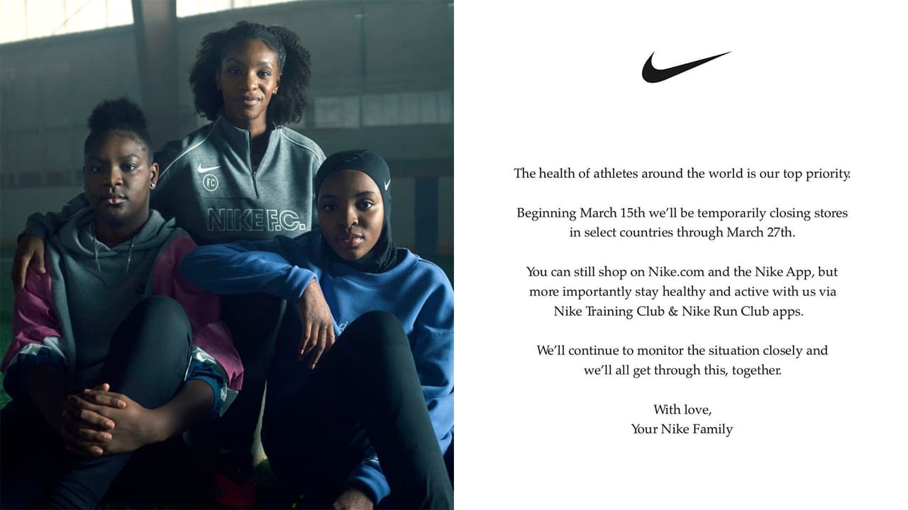 <b>Nike</b> tendrá cerradas algunas tiendas alrededor del mundo hasta el 27 de marzo.