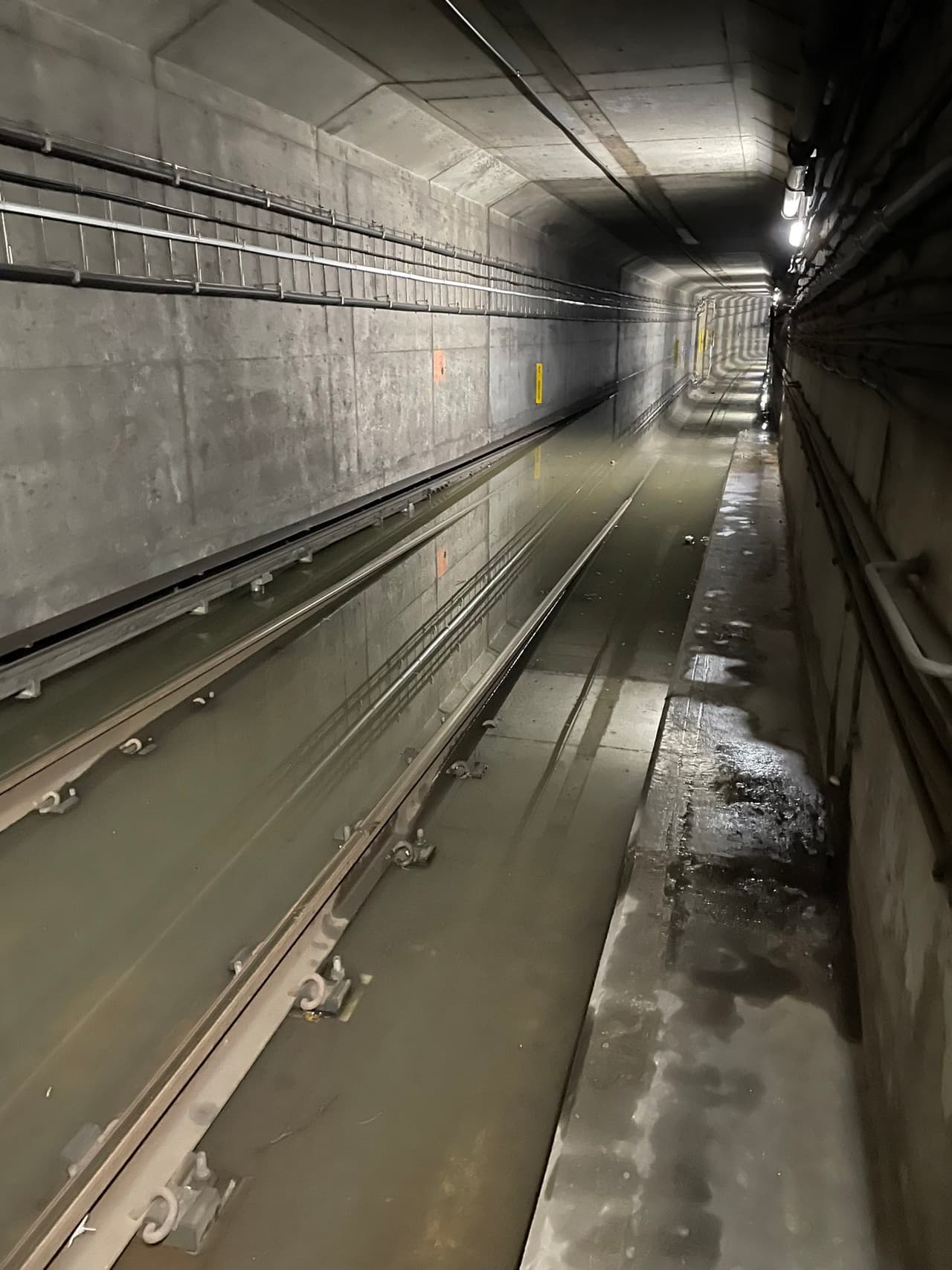 WMata compartió imágenes del agua estancada sobre las vías.