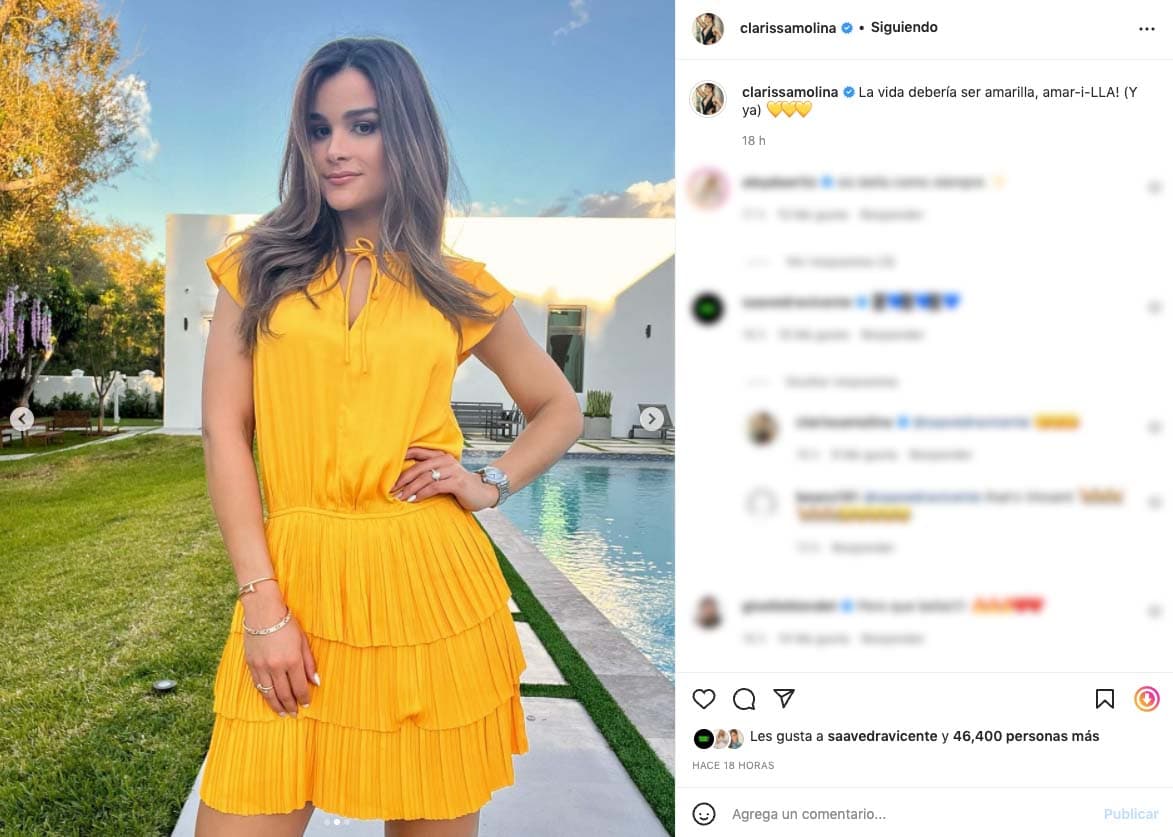 "¡La vida debería ser amarilla, amar-i-LLA! (Y ya) 💛💛💛", este fue el mensaje con el que la dominicana busca crear una cultura de amor entre quienes la siguen.