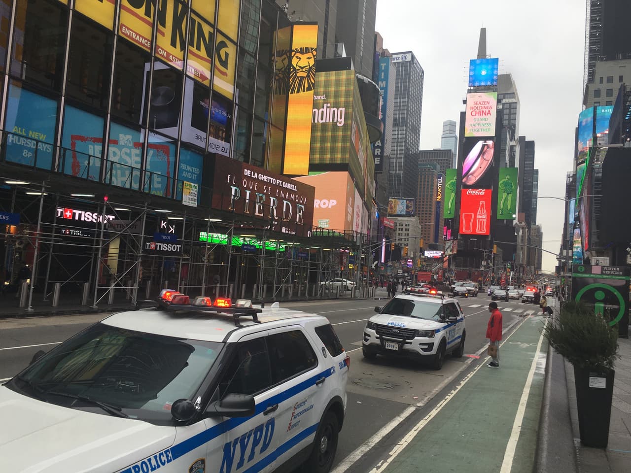 Times Square vacío durante el brote del coronavirus.