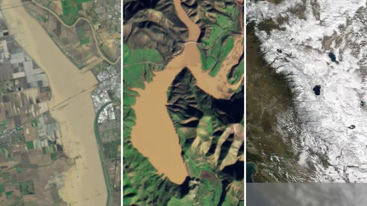 Así cambió California vista desde el espacio tras el paso de 10 ríos atmosféricos y fuertes tormentas