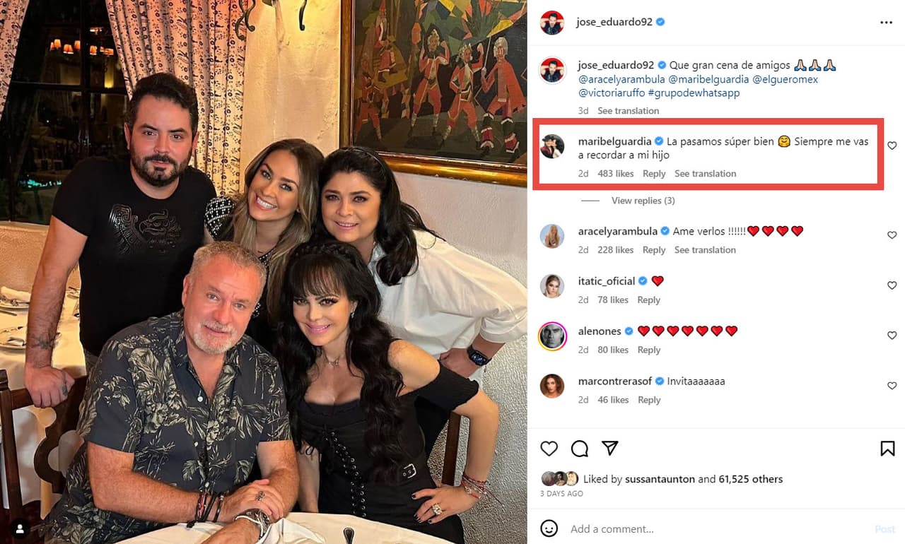 Maribel Guardia disfrutó de la compañía de sus amigos.
