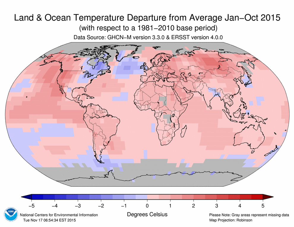 Octubre, sexto mes consecutivo que rompe récord de temperatura