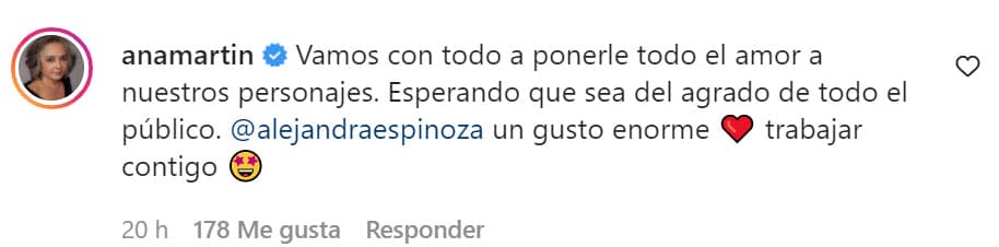 Por su parte, Ana Martin también compartió su deseo de que el melodrama sea del agrado del público.
<br>