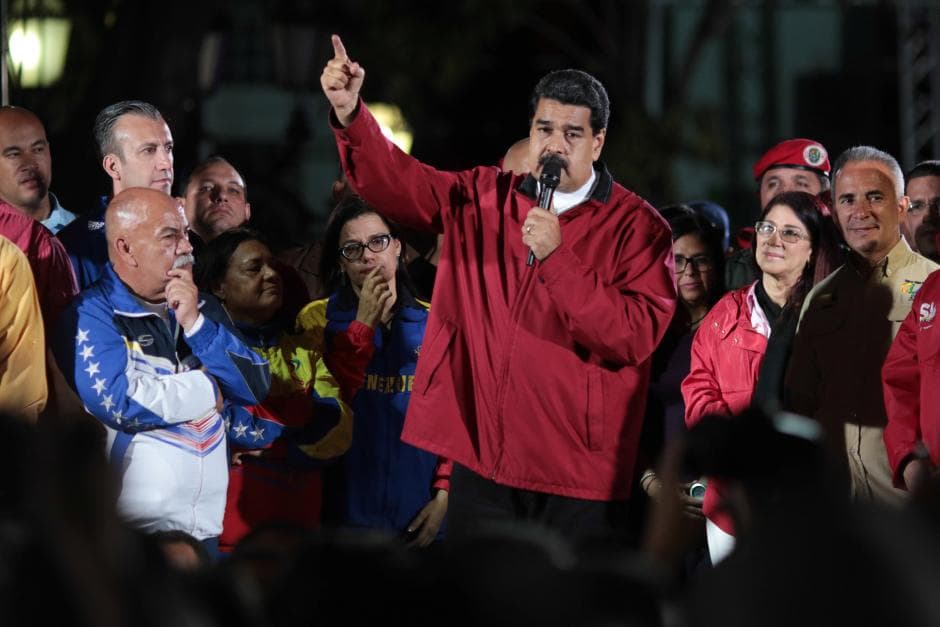 Venezuelan President Nicolas maduroa proclainms victory after Constituent Assembly elections on the night of July 30, 2017.