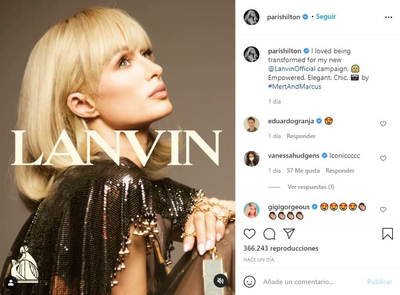 "Me encantó ser transformada para mi nueva campaña", escribió al tiempo en que celebraba su cambio de look: "¡Tan chic!", que la hizo pensar en la posibilidad de darle un twist a su peinado, con el corte bob inspirado en los años 70 que muestra en las imágenes.