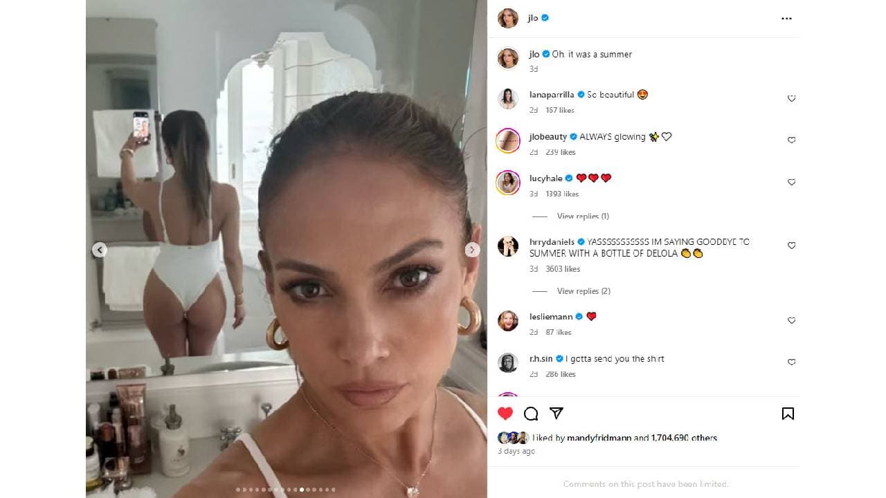 Jennifer López disfrutando el verano 2024.