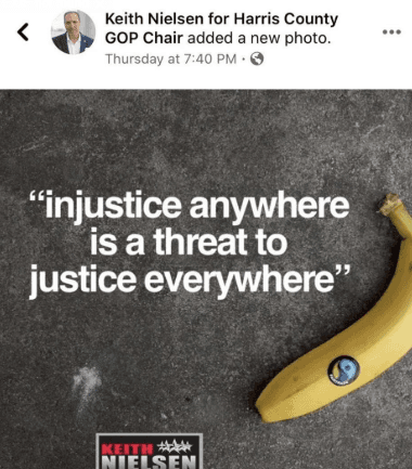 El post borrado del líder republicano de Harris, Keith Nielsen.