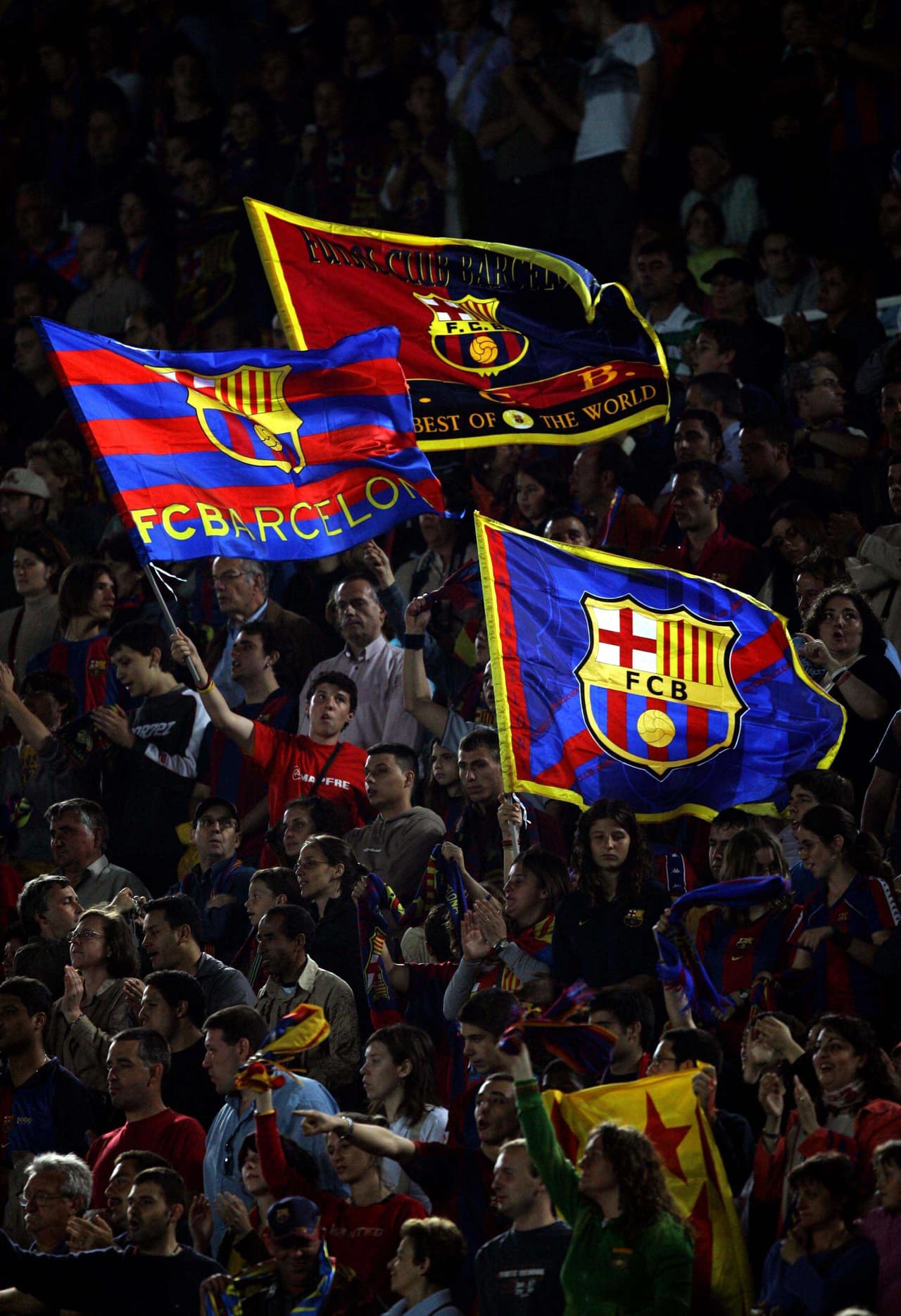FC Barcelona flags in the stands of the Nou Camp. EFE/Alberto Estevez.