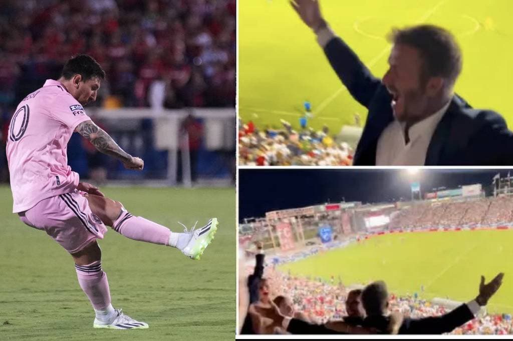 David Beckham celebró eufórico el golazo de Messi de tiro libre en Dallas