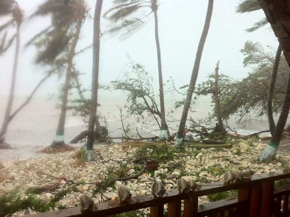 Damage was reported to buildings at Vacation Village, a small hotel on the island of Ile-a-Vache, where 26 people took refuge Monday night. Ile-a-Vache is a small island of 10,000 people off the southwest coast on Haiit. This photos was taken Tuesday morning as Hurricane Matthew made landfall.