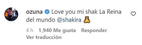 Ozuna de nueva cuenta le dejó un cariñoso mensaje a la cantante colombiana.