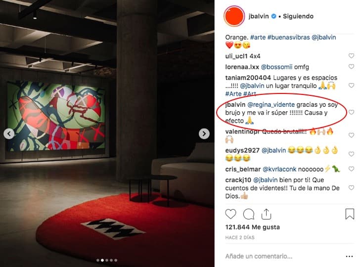 J Balvin no tardó en responderle de manera directa: “Gracias, ¡¡¡yo soy brujo y me va a ir súper!!! Causa y efecto”.
<br>