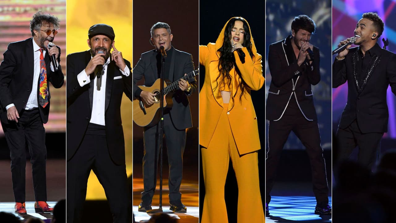 Alejandro Sanz, Fito Páez, Ozuna, Rosalía, Juan Luis Guerra y Sebastián Yatra fueron algunos de los artistas que subieron al escenario para cantar éxitos de Juanes durante la gala de su premiación.