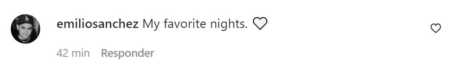 "Mis noches favoritas", le contestó él en la sección de comentarios.
<br>