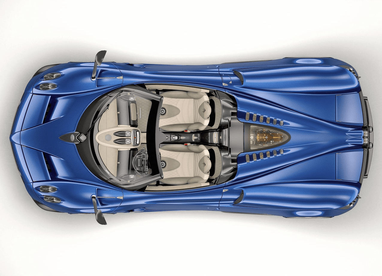 El motor del Pagani Huayra Roadster es el diseño M158 de Mercedes-Benz, construído por AMG. Se trata de un V12 a 60 grados con 6.o litros de desplazamiento que produce 730 libras-pie de torque, y una potencia total de 764 caballos de fuerza.