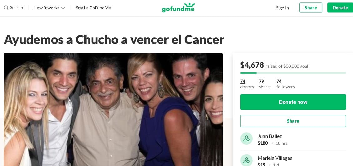 En la publicación de Instagram que hizo Elbittar el pasado lunes, también pidió ayuda económica a través de una 
<b><a href="https://www.gofundme.com/f/ayudemos-a-chucho-a-vencer-el-cancer?utm_medium=copy_link&utm_source=customer&utm_campaign=p_cf+share-flow&pc=ot_co_campmgmt_m" target="_blank">campaña de GoFundMe.</a></b>