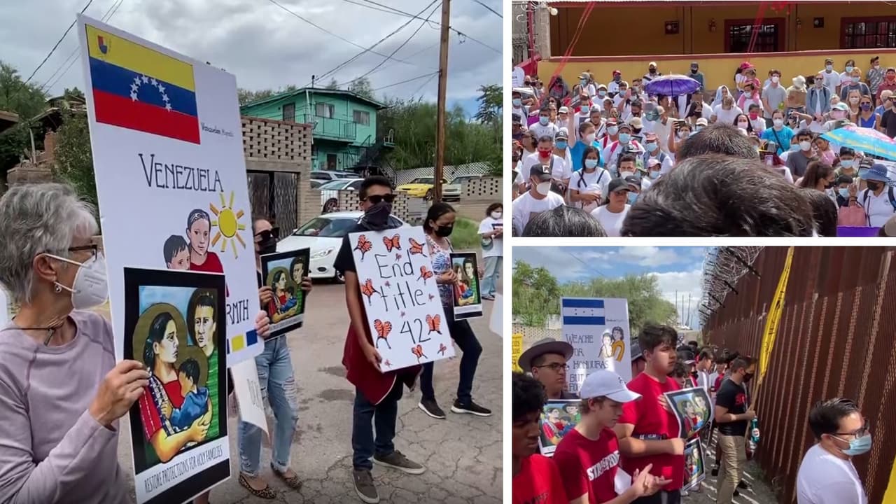Protesta en ambos lados del muro fronterizo en Arizona para pedir que se restablezca el asilo y termine el Título 42