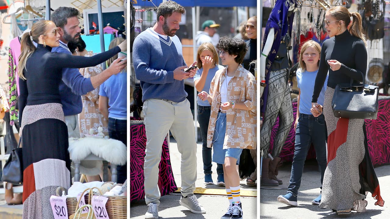 Ben Affleck y JLo se van con Emme por gangas al mercado de pulgas (y llevan otra vez a Samuel a ver autos)

