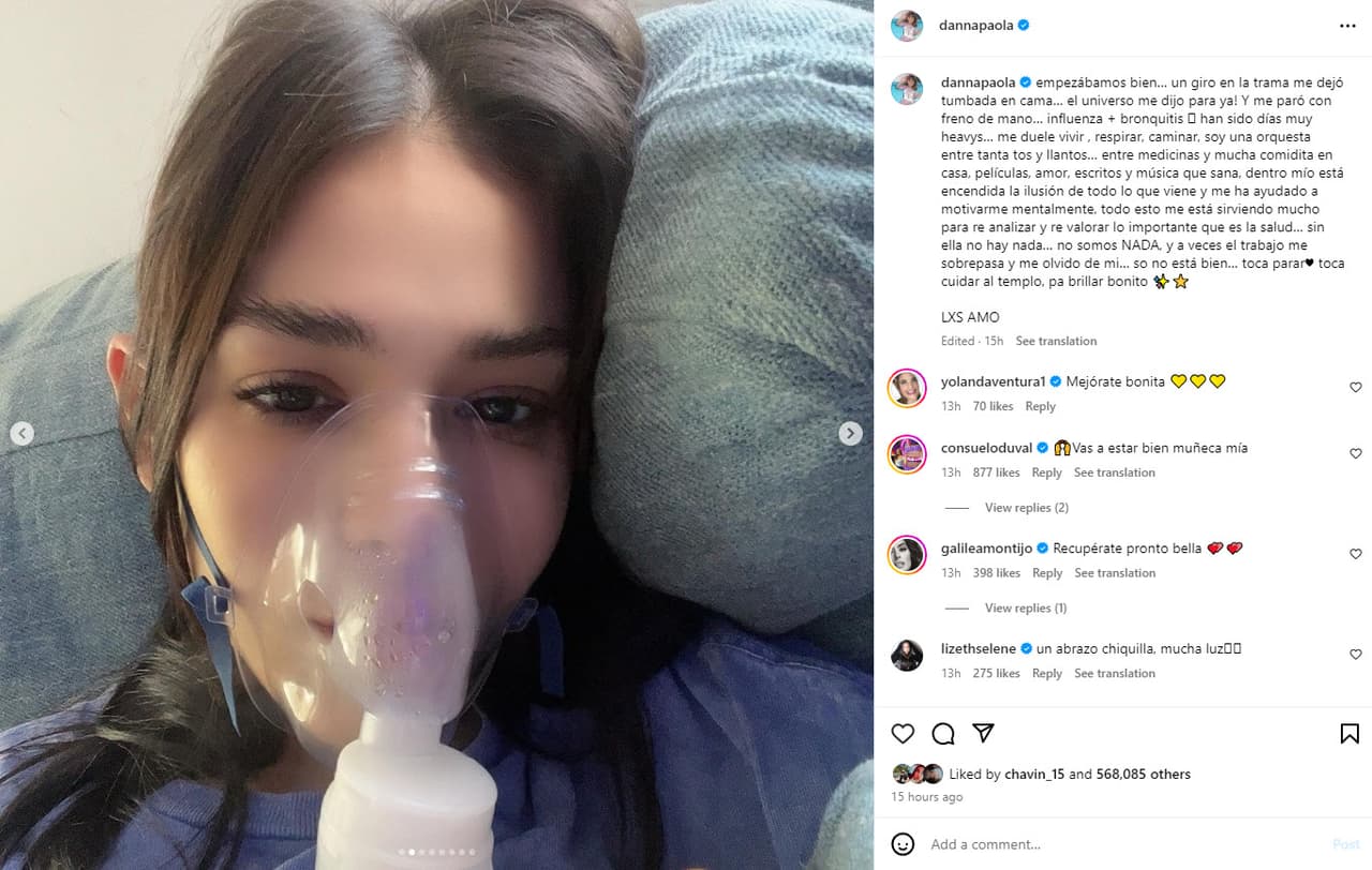 Danna Paola padece influenza y bronquitis.