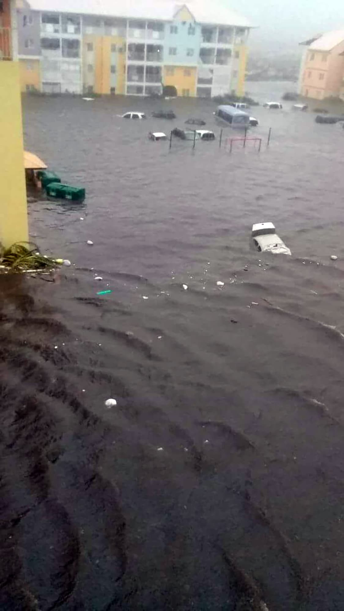 Building and streets under water after the passage of Irma.