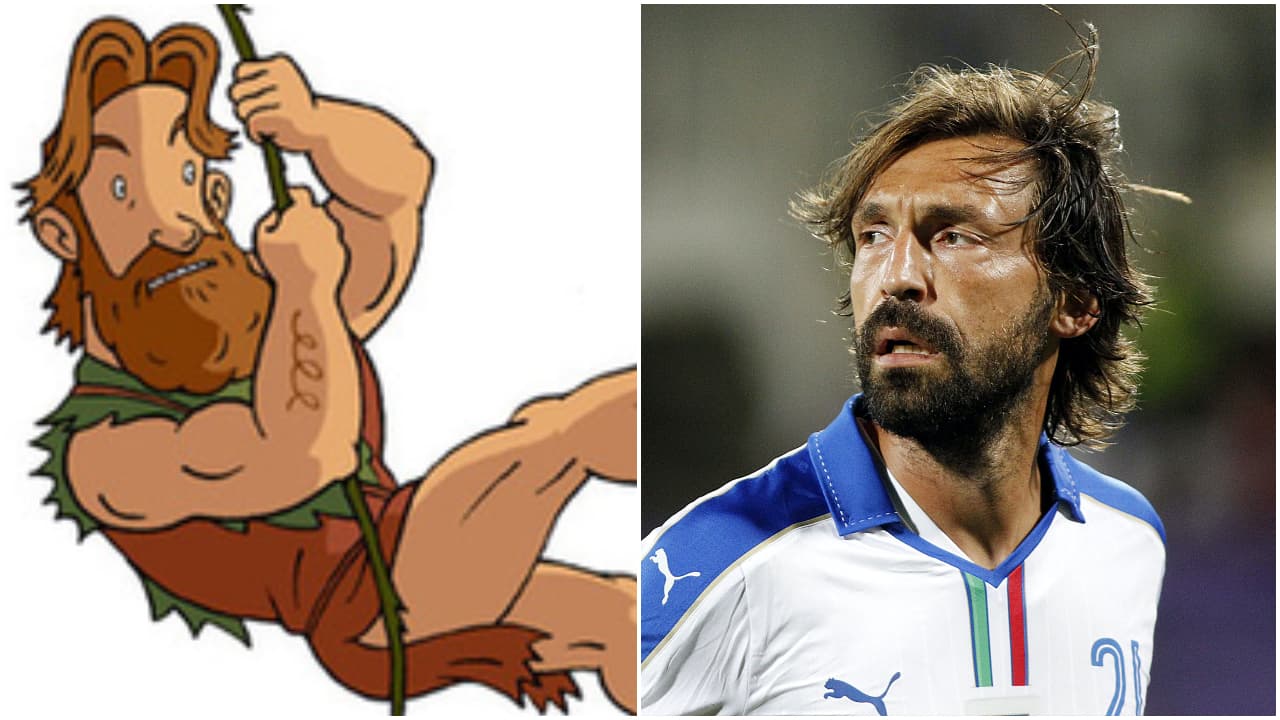 <b>Andrea Pirlo y Alan Parrish </b>
<br>El exfutbolista italiano es similar por la barba y el 'look' a Alan Parrish, personaje animado de la película Jumanji.