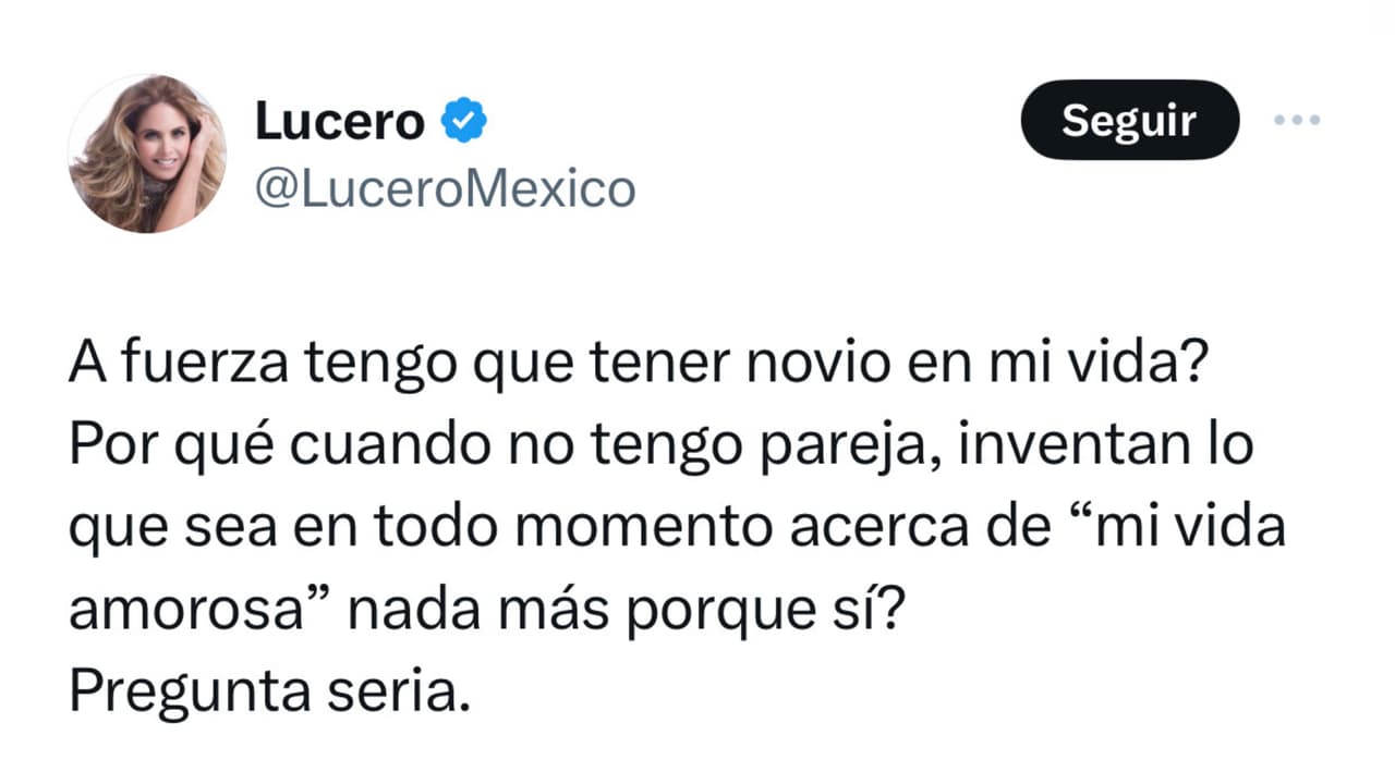 Lucero cuestionó de manera tajante que le "inventen" parejas o novios.