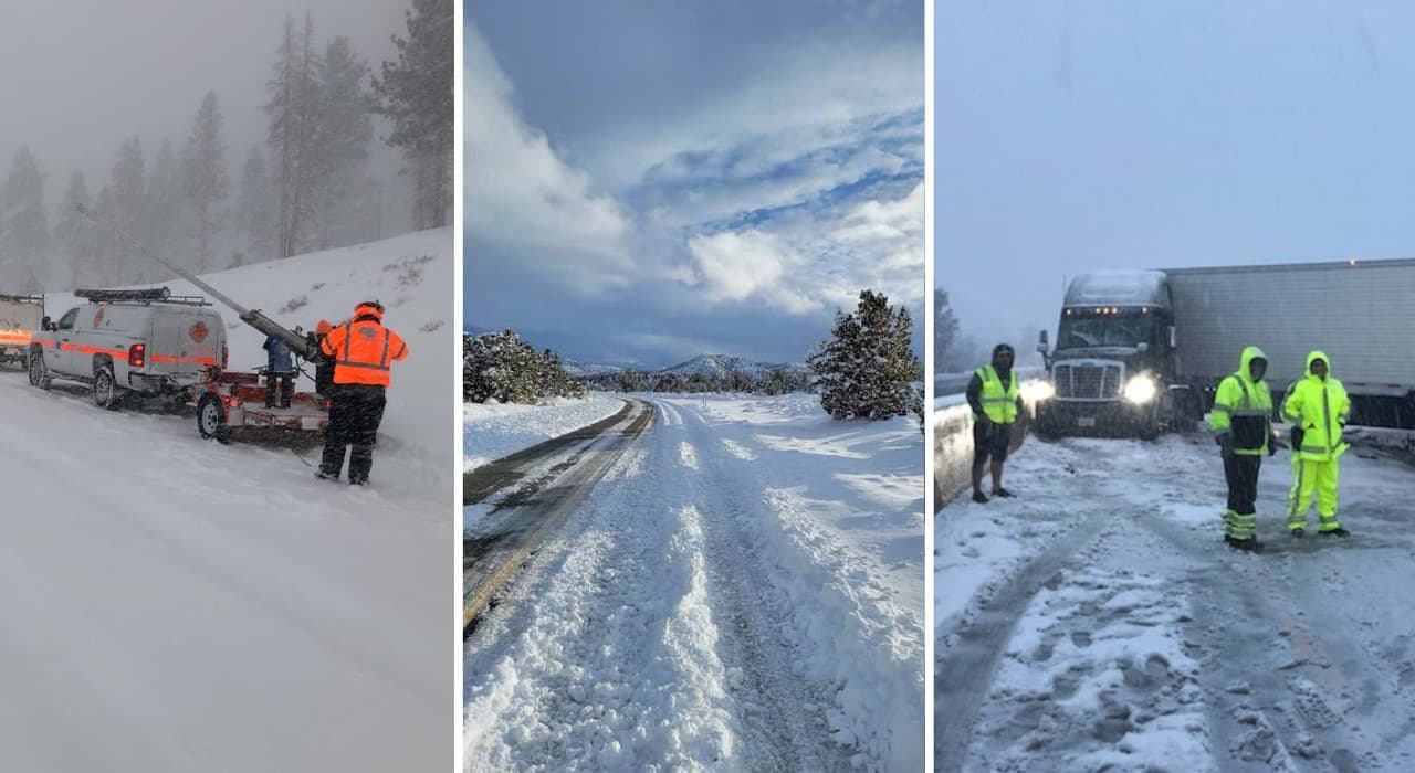 La tormenta invernal que se registró este martes en California hizo que decenas de vías y autopistas importantes se cubrieran de nieve.