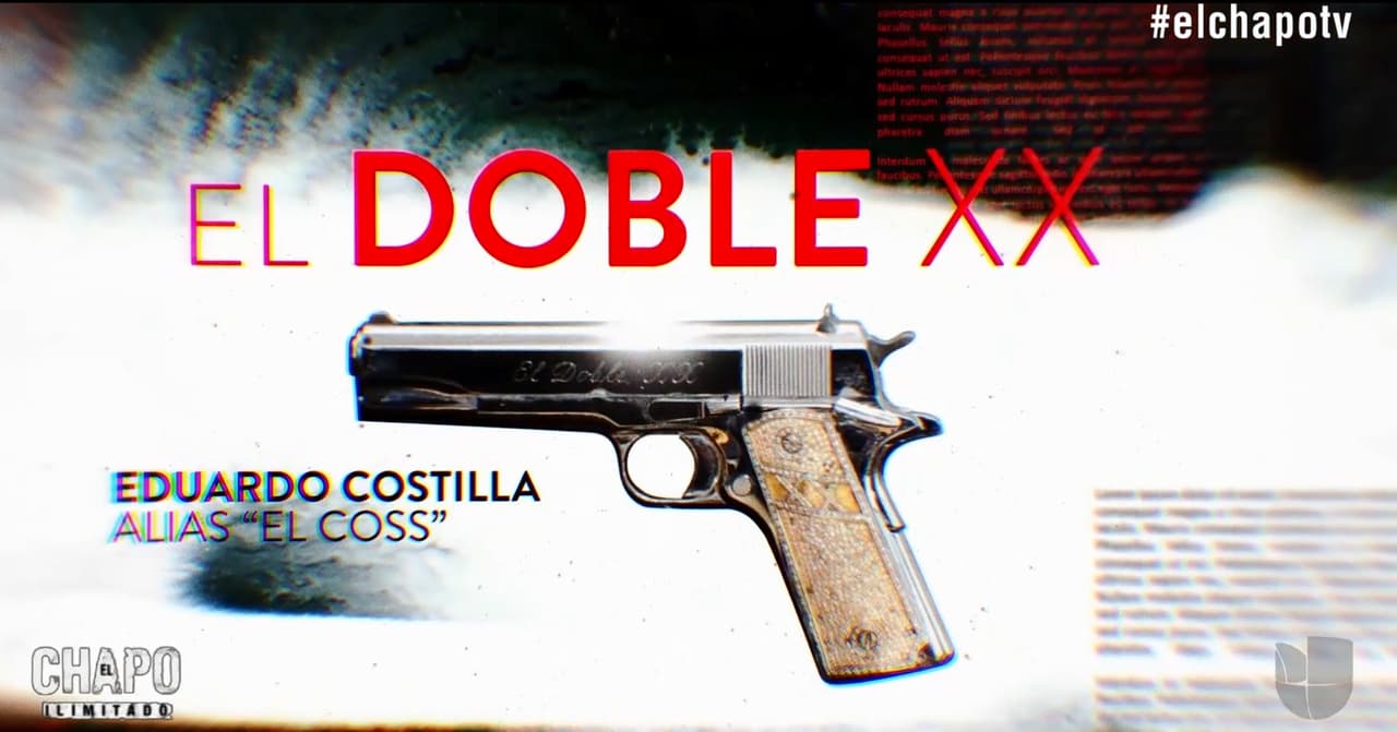 Tras su detención, la Marina aseguró sus pertenencias entre las que se encontraba esta pistola tipo escuadra con la leyenda 'El Doble XX' en el cañón.