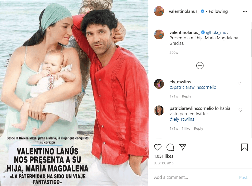 María Magdalena, su primogénita, nació el 22 de febrero de 2016. "Yo tenía la certeza de que la niña iba a venir, no sabía de dónde vendría, ni cuándo ni en cuánto tiempo, pero la había soñado tres meses antes: en uno de mis sueños, conocí a una niña que me dijo que quería venir a este mundo y yo lo acepté, le dije que sí... Así que mi corazón tenía certeza de que venía", dijo para ¡Hola!, revista en la que presentó a la pequeña por primera vez.