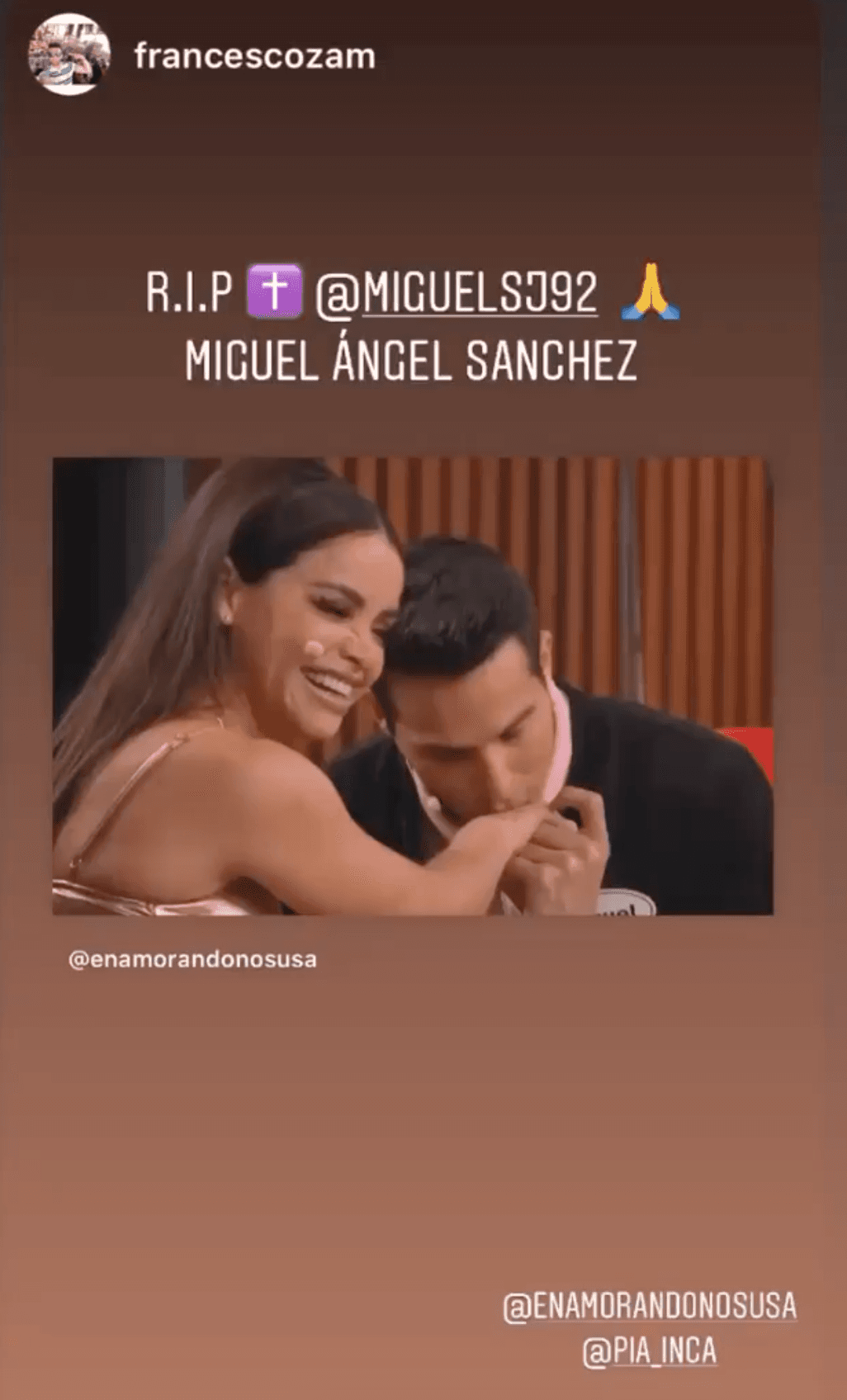En sus historias de Instagram, la amorosa Pía recordó algunos de los momentos que vivió con Miguel en Enamorándonos.