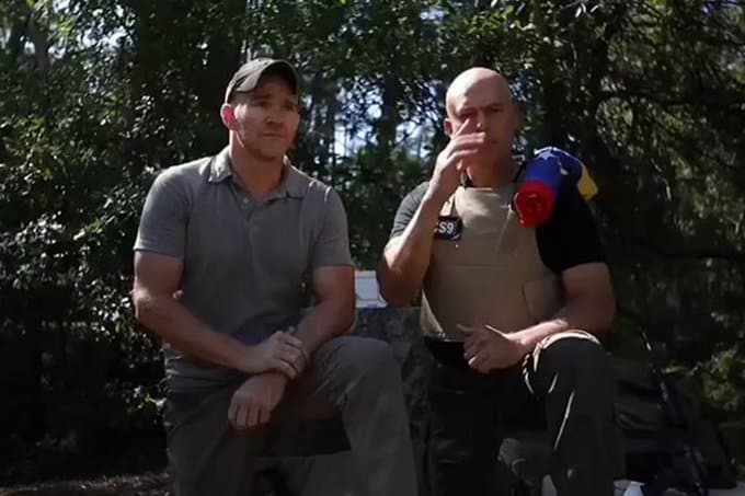 Jordan Goudreau (left) with former Venezuelan Army Capt Javier Nieto.