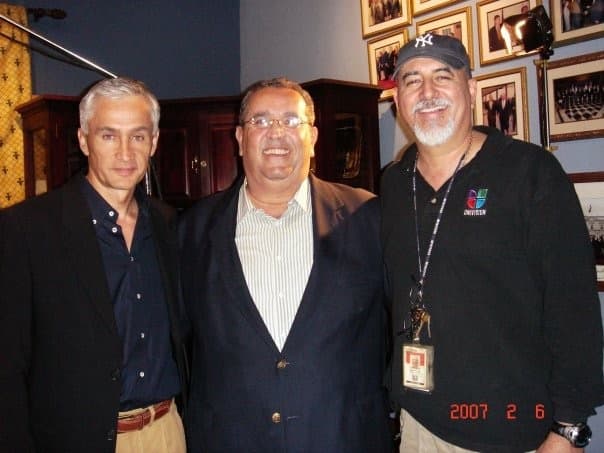 Con el ex presidente de Nicaragua, Arnoldo Alemán y su camarógrafo, Jorge Soliño.