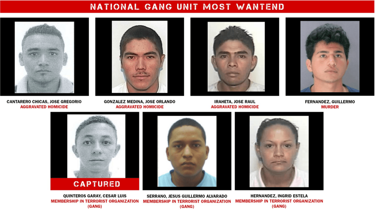 Estos son los miembros de la MS-13 añadidos a la lista de los más buscados de ICE