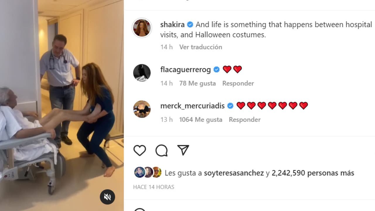 El papá de Shakira, de 91 años, es ayudado por la cantante en sus terapias de rehabilitación.