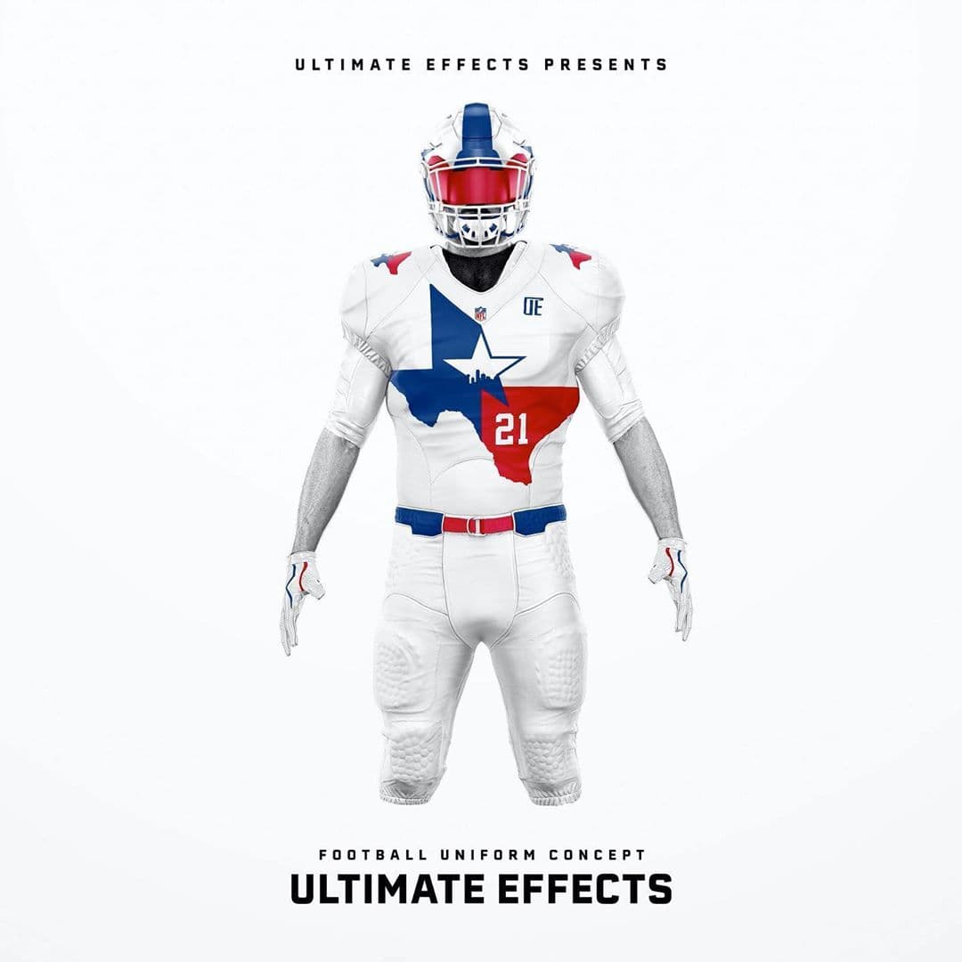 Los uniformes de la NFL inspirados en sus ciudades de origen | Dallas Cowboys - Los colores de la bandera de Texas adornan el pecho del jersey.