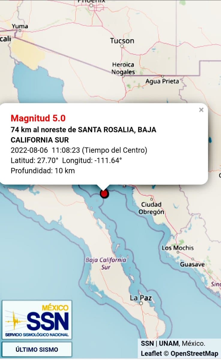 Servicio Sismológico Nacional.