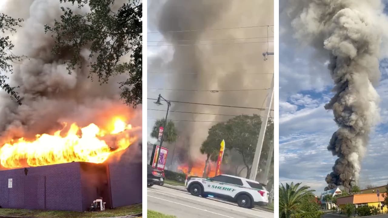Así fue el mortal choque de un conductor contra una tienda de fuegos artificiales en Florida