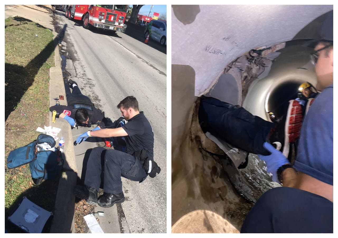 Rescatan a hombre que estuvo atrapado en un túnel de drenaje durante dos días