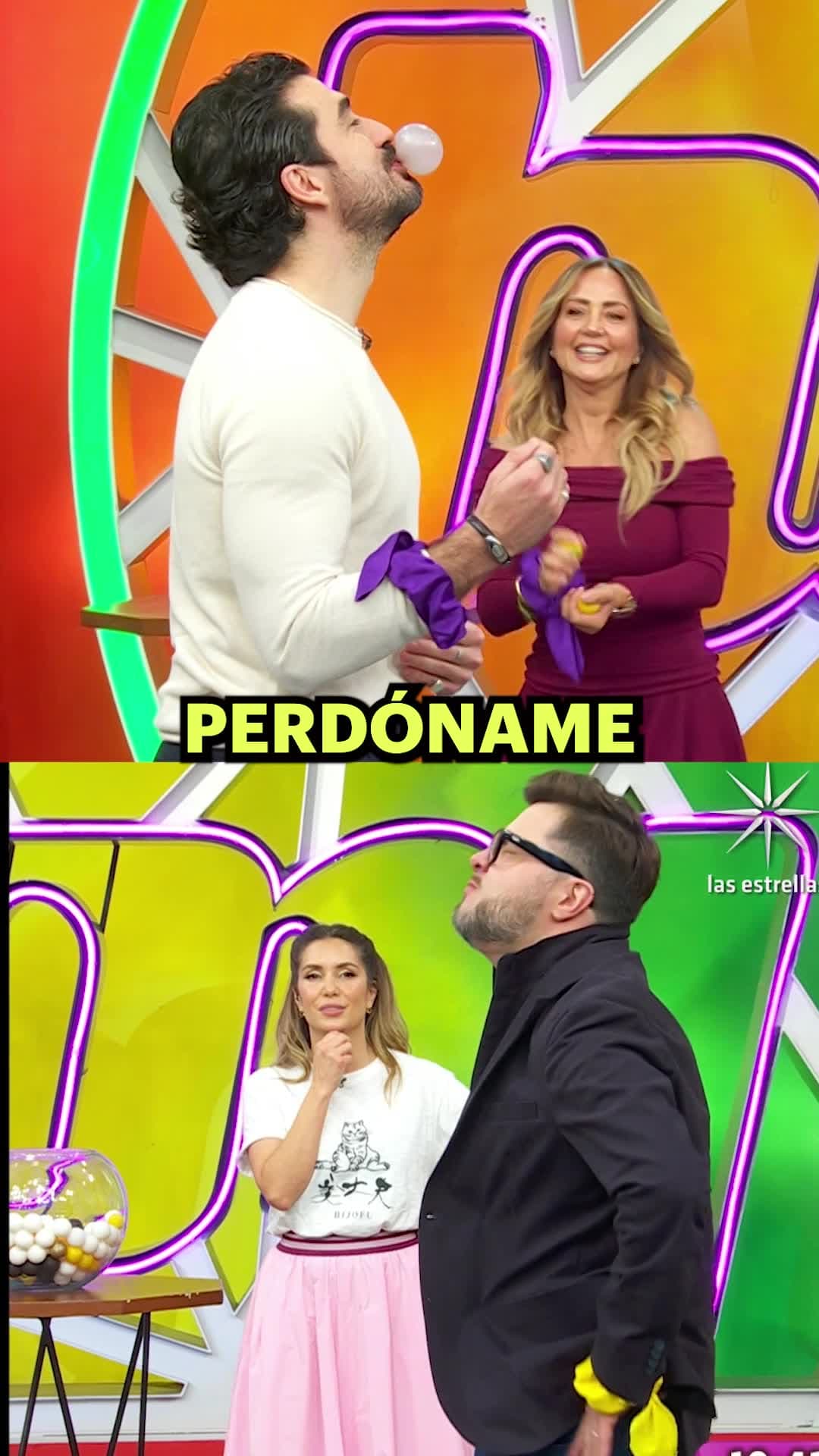 Andrea Legarreta y Luis Carlos Origel pegan su chicle en el reto de Hoy