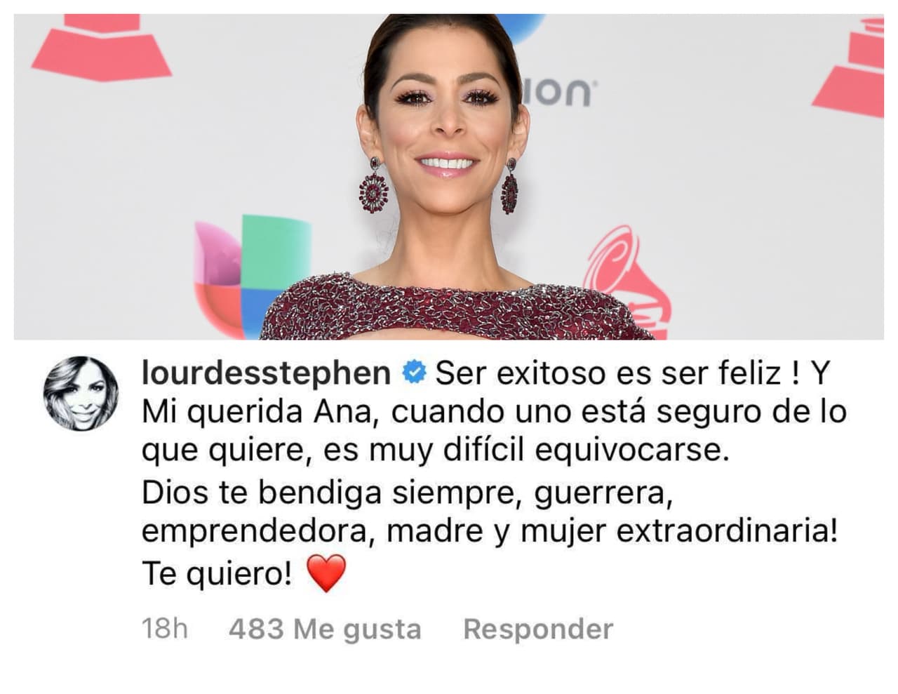 <b>Lourdes Stephen</b>, de 
<b>Sal y Pimienta</b>, la describió como una "guerrera" y "mujer extraordinaria" y reflexionó que cuando "uno está seguro de lo que quiere, es muy difícil equivocarse".