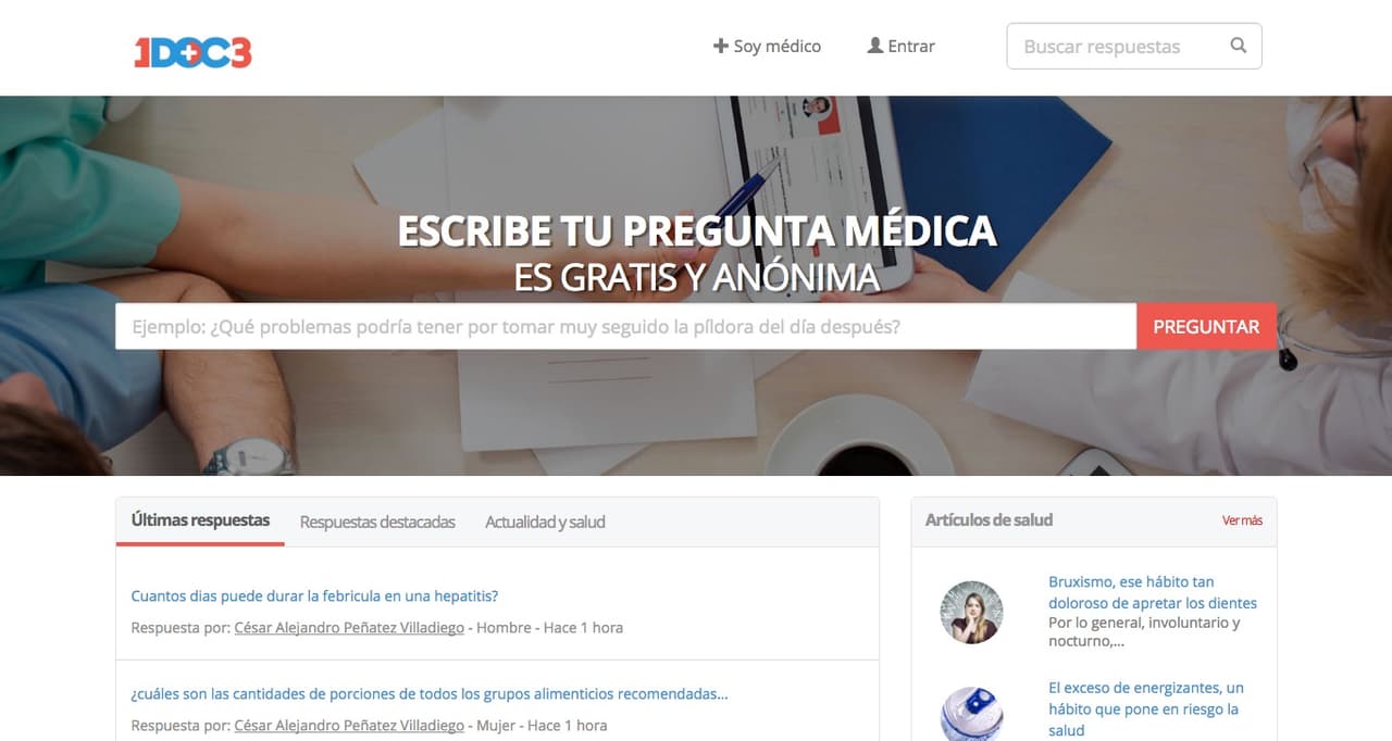 Desde julio de 2014 la plataforma 1Doc3, a través de su página www.1doc3.com y aplicaciones para teléfonos y tabletas, ofrece un servicio de información y orientación a inquietudes referidas a la salud.