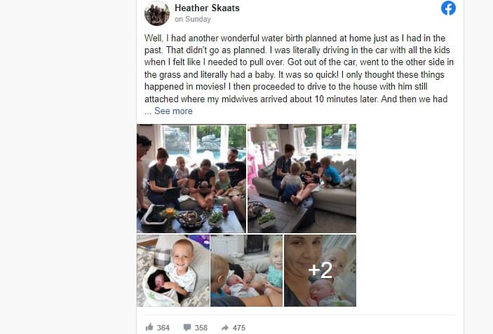 En un post de Facebook, Heather Skaats relató su insólita historia.