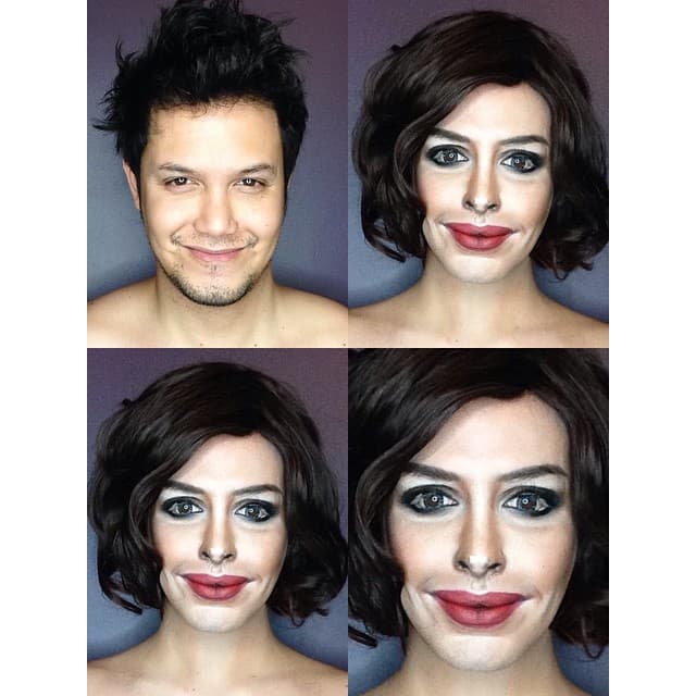 Maquillado como Anne Hathaway.