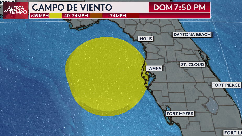Parte del campo de viento de la tormenta estará impactando a Tampa Bay, pero la ciudad no tomará un golpe directo de Debby, según pronósticos.