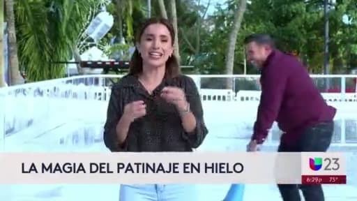 Meteorólogos de Univision 23 hicieron conquistaron la pista de hielo de Homestead